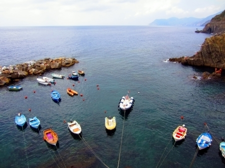   Harbor on Italian coast in Liguria                             の写真素材