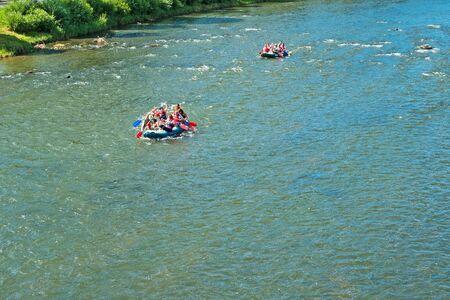 Rafting on river Dunajec, Slovakiaの写真素材
