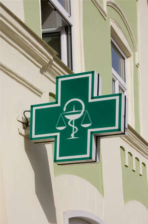 Sign of pharmacy on wallの写真素材