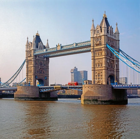 River Thames and Tower Bridge in London, UKの写真素材