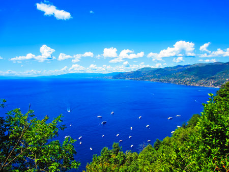 Mediterranean Coast in Liguria, Italyの写真素材