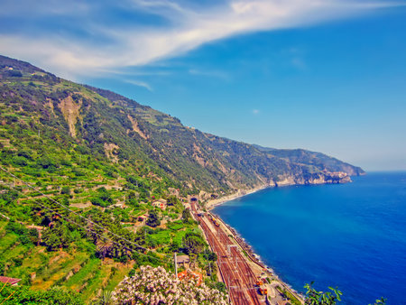 Railroad station on Italian Coastの写真素材