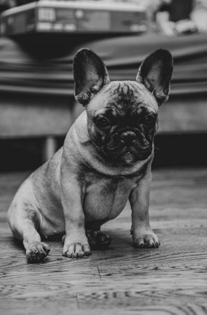 French bulldog puppy look sadly to the camera.の写真素材