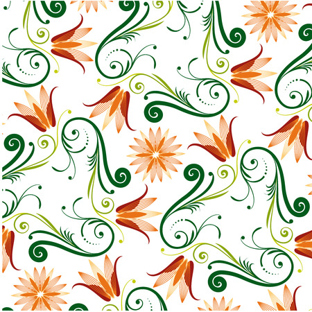 Floral Pattern On White Backgroundのイラスト素材