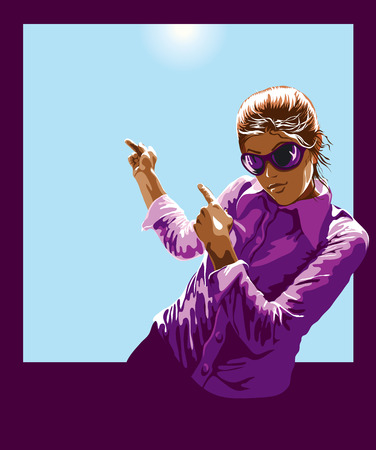 Polaroid Girl Pointing At The Skyのイラスト素材