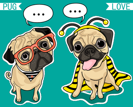 Cartoon character Pug dogのイラスト素材