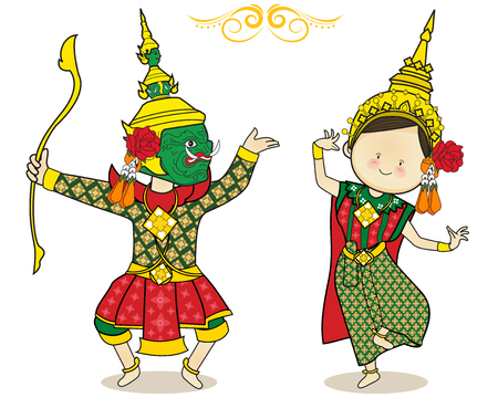 Art culture Thai Dancing cuteのイラスト素材
