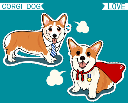 Cartoon character corgi dogのイラスト素材