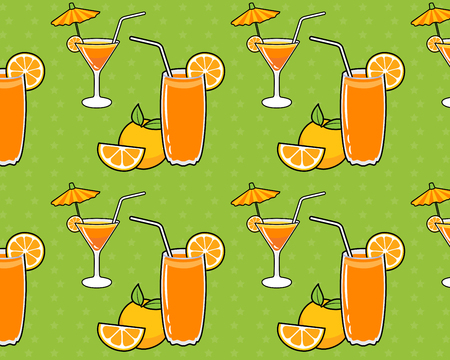 Orange pattern green ground floorのイラスト素材