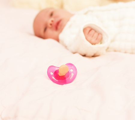 Adorable baby newborn, close-up portraitの写真素材