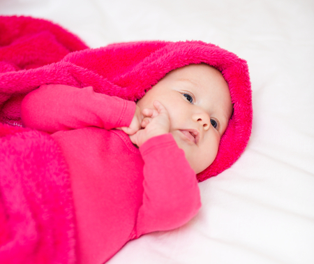 Adorable baby, close-up portraitの写真素材