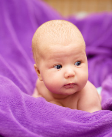 Adorable baby 3 months, close-up portrait