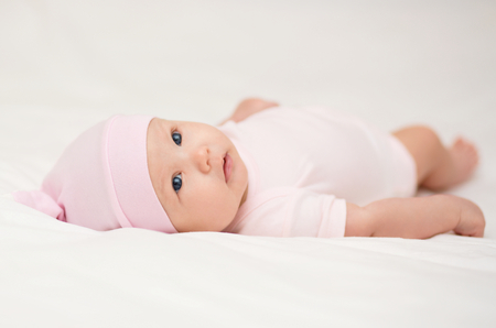 Adorable baby 3 months, close-up portraitの写真素材