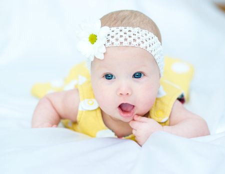 Adorable baby 5 months, close-up portrait