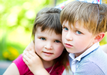 Cute children are playing in parkの写真素材