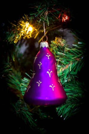 Christmas tree Christmas toy purple bellの写真素材