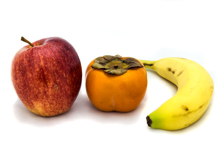 Fruits apple,persimmon,bananaの写真素材