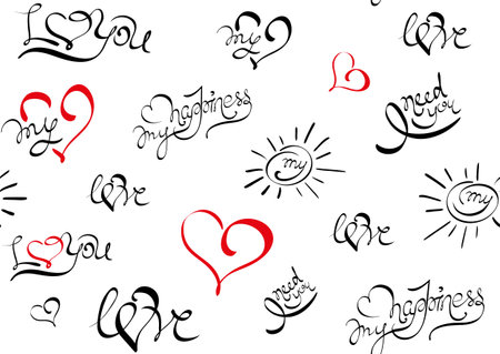 seamless pattern with text loveのイラスト素材