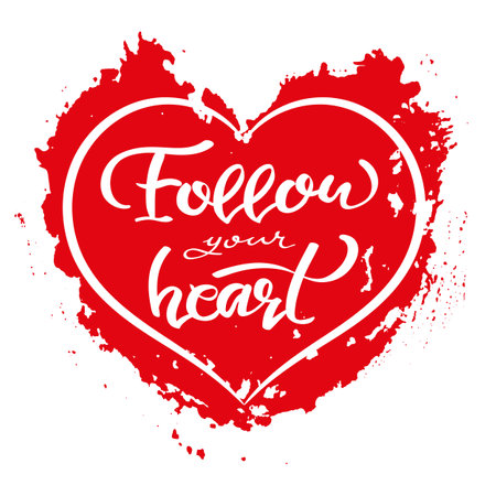 Follow your heart, postcard, letteringのイラスト素材