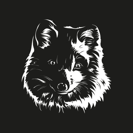 Portrait of arctic fox in one colorのイラスト素材
