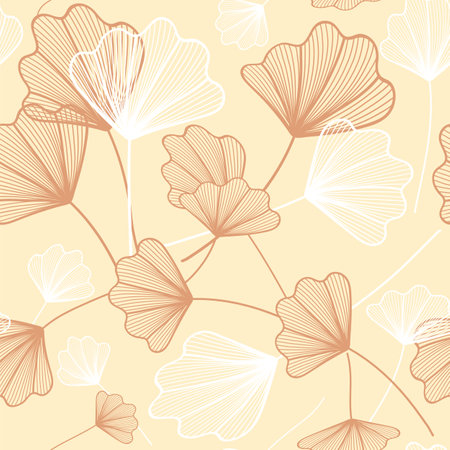 Seamless pattern of stylized leaves in pale colorsのイラスト素材