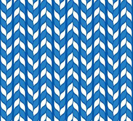 Weaving blue and white braids in a seamless vector patternのイラスト素材