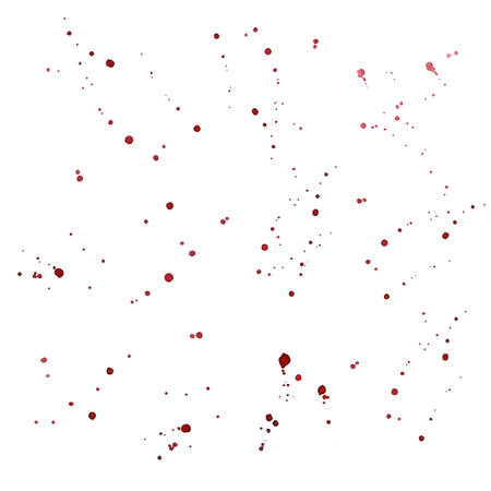 Red splashes of paint on a transparent backgroundの写真素材