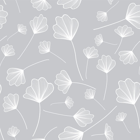 Vector seamless pattern with white simplified leavesのイラスト素材