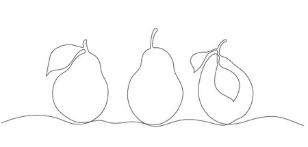 Line vector clip art with pears in minimalismのイラスト素材