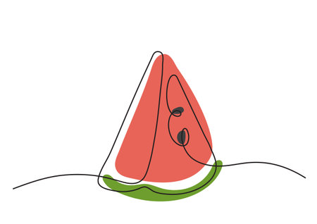 Watermelon slice with pits in vector color clip-artのイラスト素材