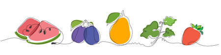 Vector colored fruits and berries in graphic setのイラスト素材
