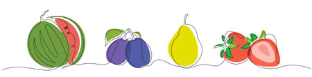 Vector clip art of stylized fruits and berriesのイラスト素材