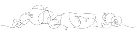 Linear illustration of berries and fruits using minimalist techniqueのイラスト素材