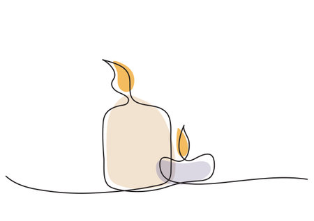Isolated set of vector candles in one line colorのイラスト素材