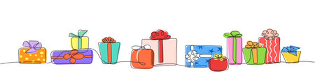 Vector set of colorful gift boxes in minimalist styleのイラスト素材