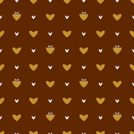 Seamless vector pattern with graphic hearts on a brown backgroundのイラスト素材