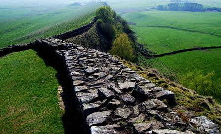 a part of the ancient Hadrian's wall in northern Englandの写真素材