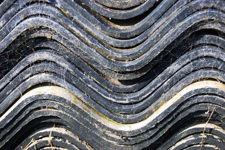 Closeup of a stack of roofing shinglesの写真素材