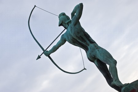 famous statue of the Archer in Dresden, Saxonyの写真素材