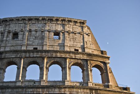 detail of the famous ancient amphitheater in Romeの写真素材