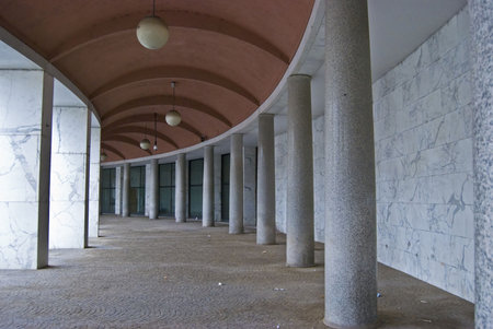detail of a building in E.U.R., a suburb built by Mussolini in Romeの写真素材