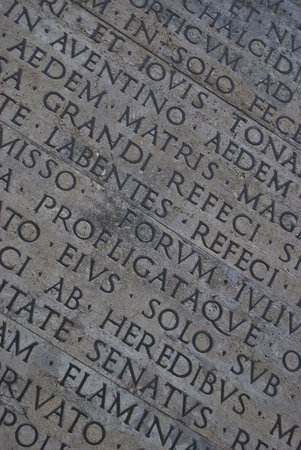 writing on the outside wall of the peace altar in Rome