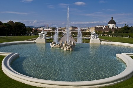 beautiful palace Belvedere in Vienna on a sunny dayの写真素材