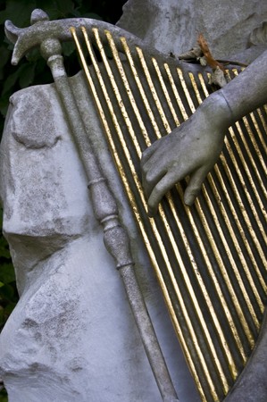 marble tombstone of Johann Strauss in Viennaの写真素材