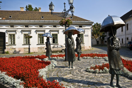 fountain on a square in Budapest near the palace Zichyの写真素材