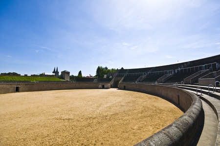 view of the arena of the amphitheater in Xantenのeditorial素材
