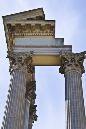 reconstructed part of the roman harbor temple in Xantenの写真素材