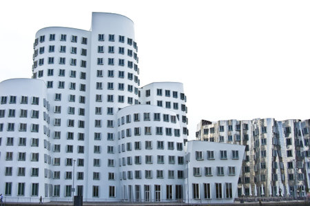 view of the modern Neuer Zollhof in Duesseldorfのeditorial素材