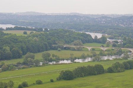 view of the river Ruhr and its valley near Hattingenの写真素材