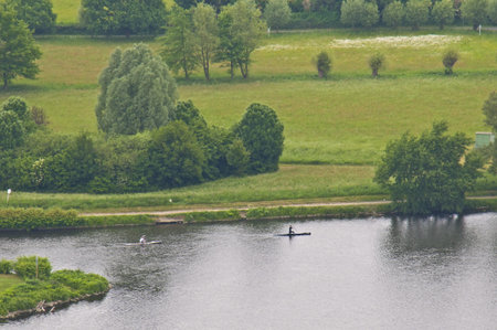 view of the river Ruhr and its valley near Hattingen